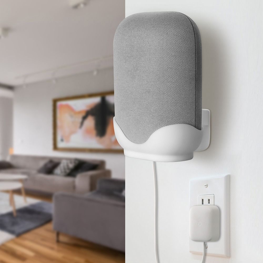 Google Speaker Nest Audio - 耐久性に優れ、省スペース設計のスピーカー壁掛け。穴あけ不要。アクリル製スピーカーホルダー。Google Nest Audio用。ケーブル整理にも対応。